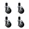Service Caster 4'' SS Black Poly Swivel 1-3/4'' Expanding Stem Caster Set with Brake, 4PK SCC-SSEX20S414-PPUB-BLK-TLB-134-4 - alternate 1